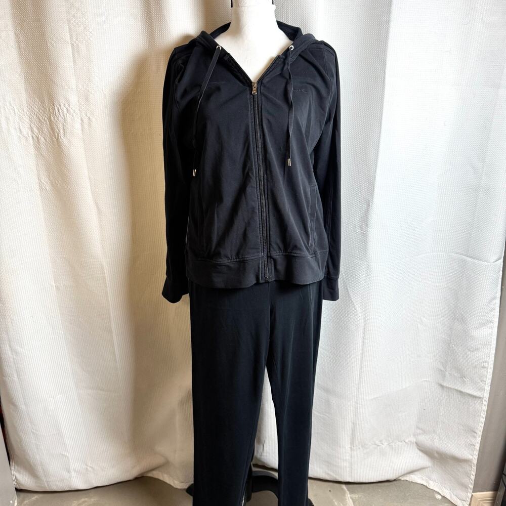 LRL Lauren Active Ralph Lauren Womens Sz L Black Track Suit Hoodie and Pants EUC